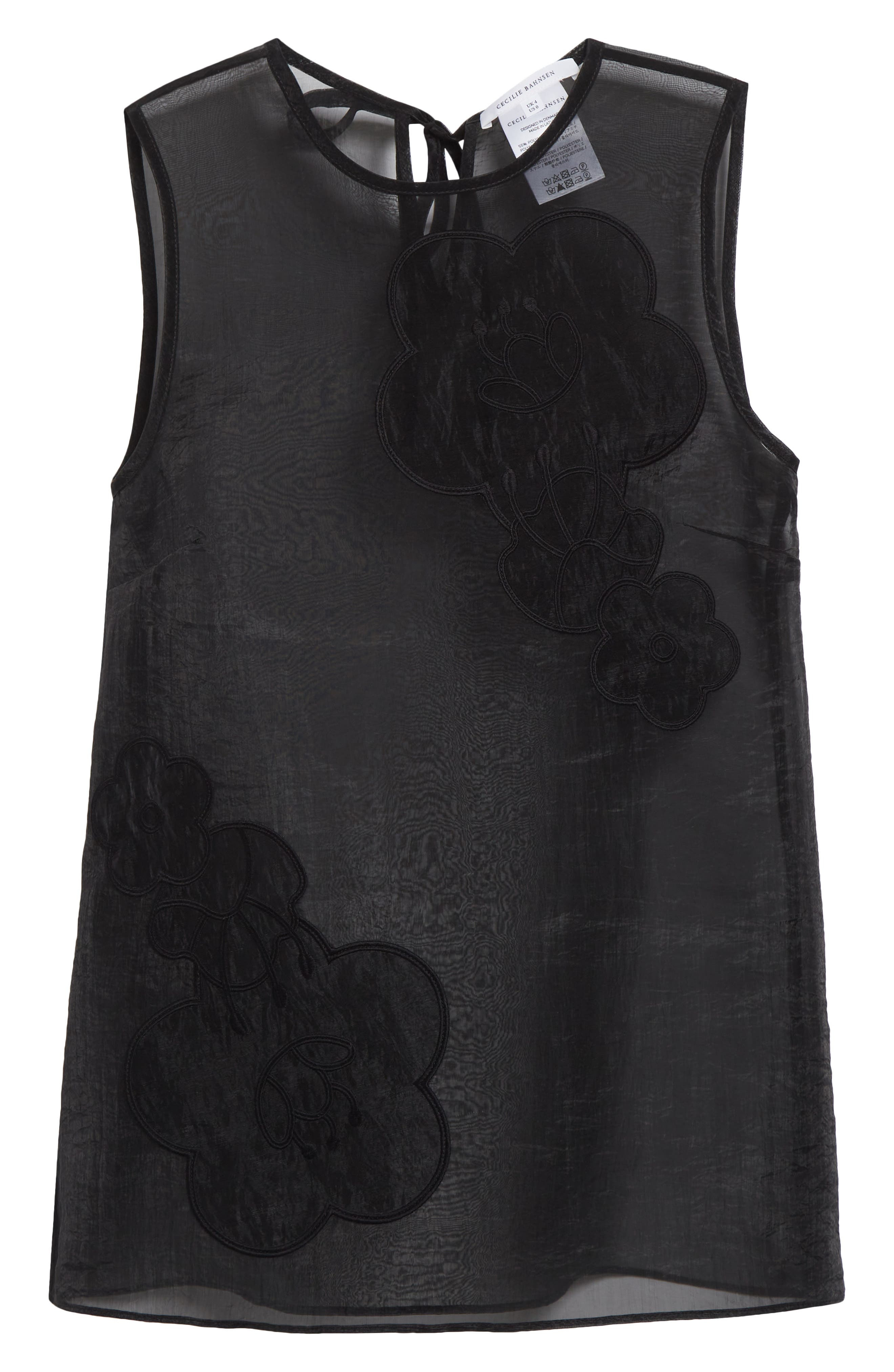 Cecilie Bahnsen Alba Liquid Myrtia Sheer Organza Tank in Black at Nordstrom - 6