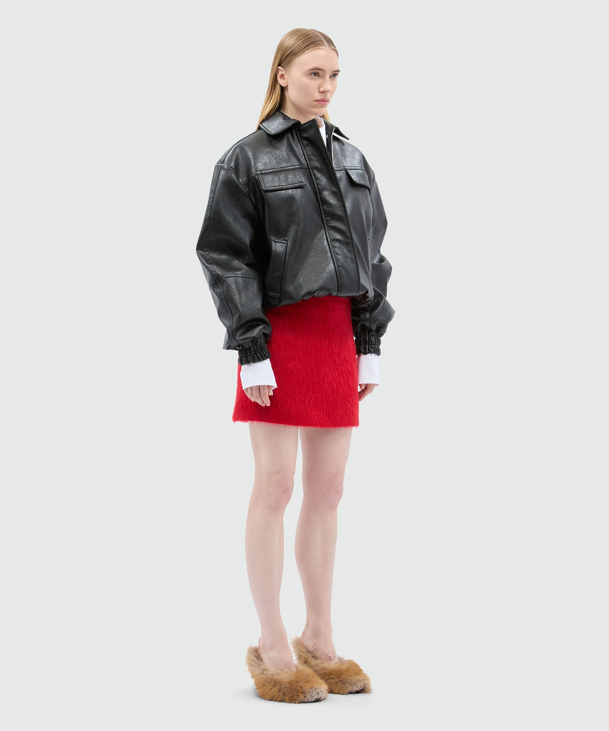 Red miniskirt in brushed wool felt - 4