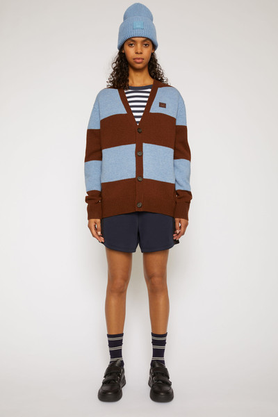 Acne Studios Block stripe cardigan dark brown/mineral blue outlook