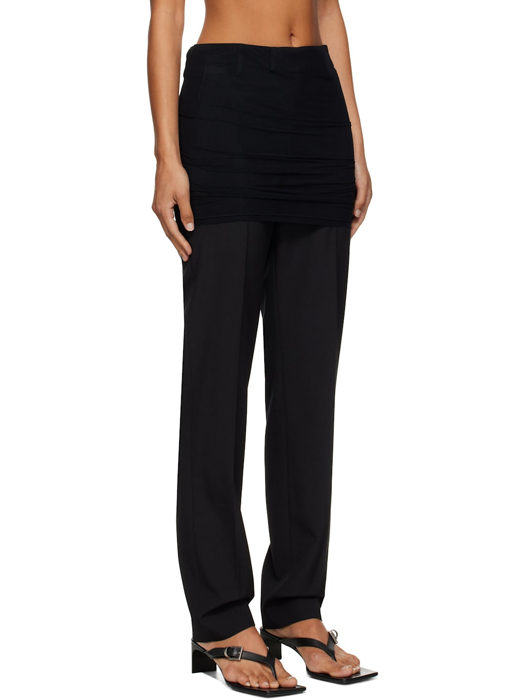Black Light Wool Blend Trousers - 2