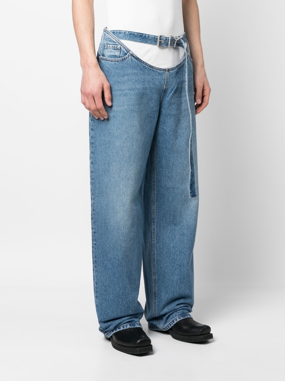 belted-waist denim jeans - 3