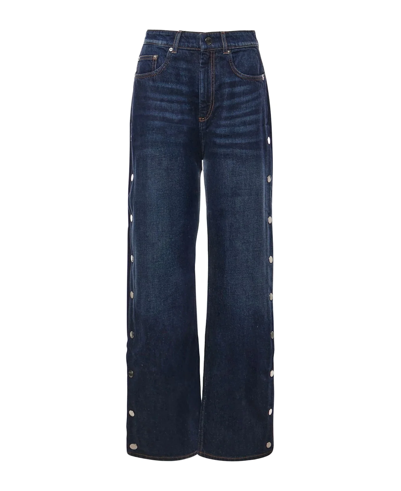 Wide-leg Jeans With Buttons - 1