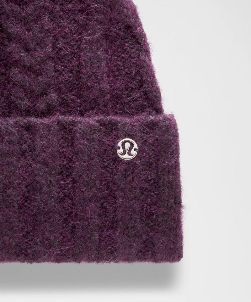 Women's Alpaca Wool-Blend Cable-Knit Pom Beanie 4