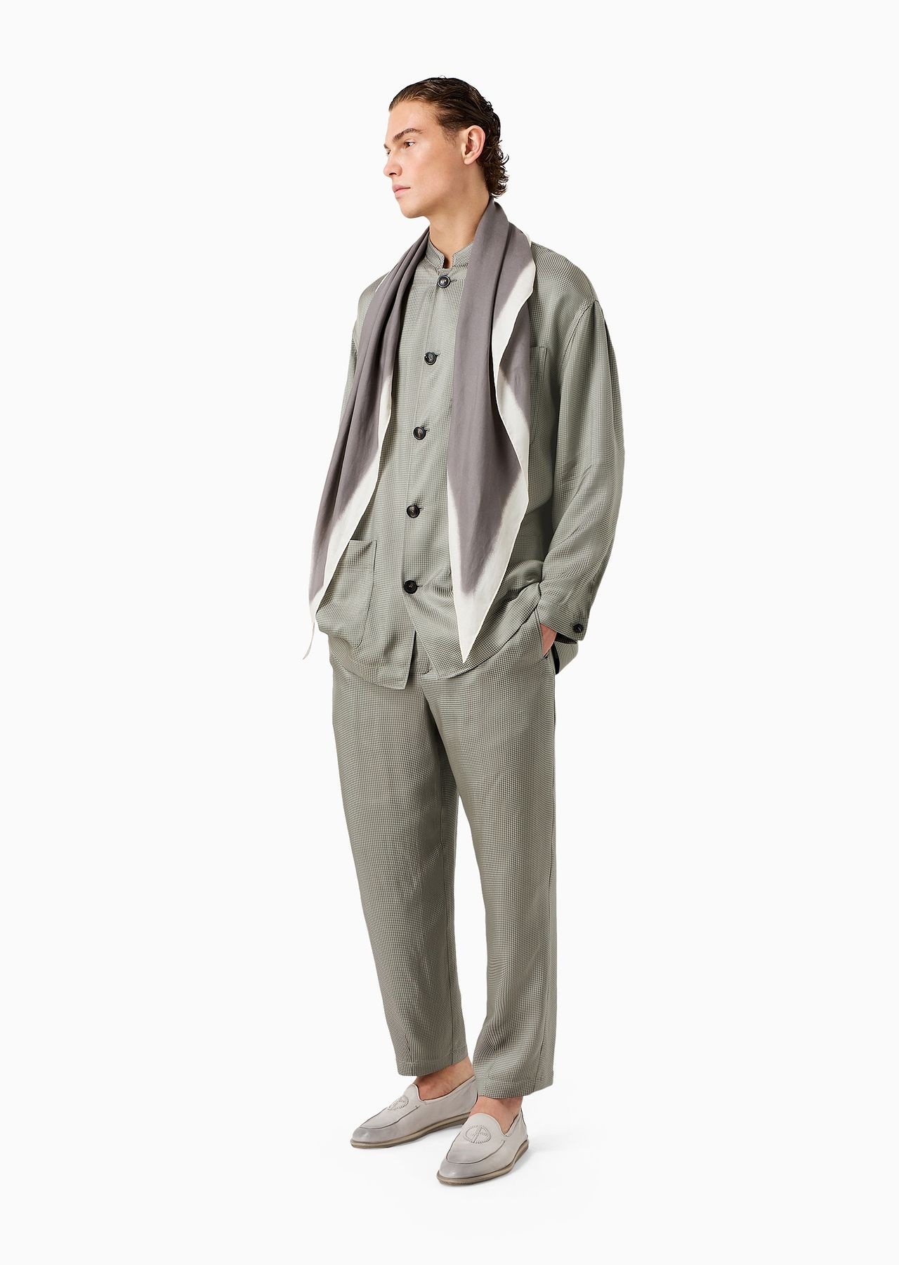 Jacquard viscose-blend single-darted trousers - 4