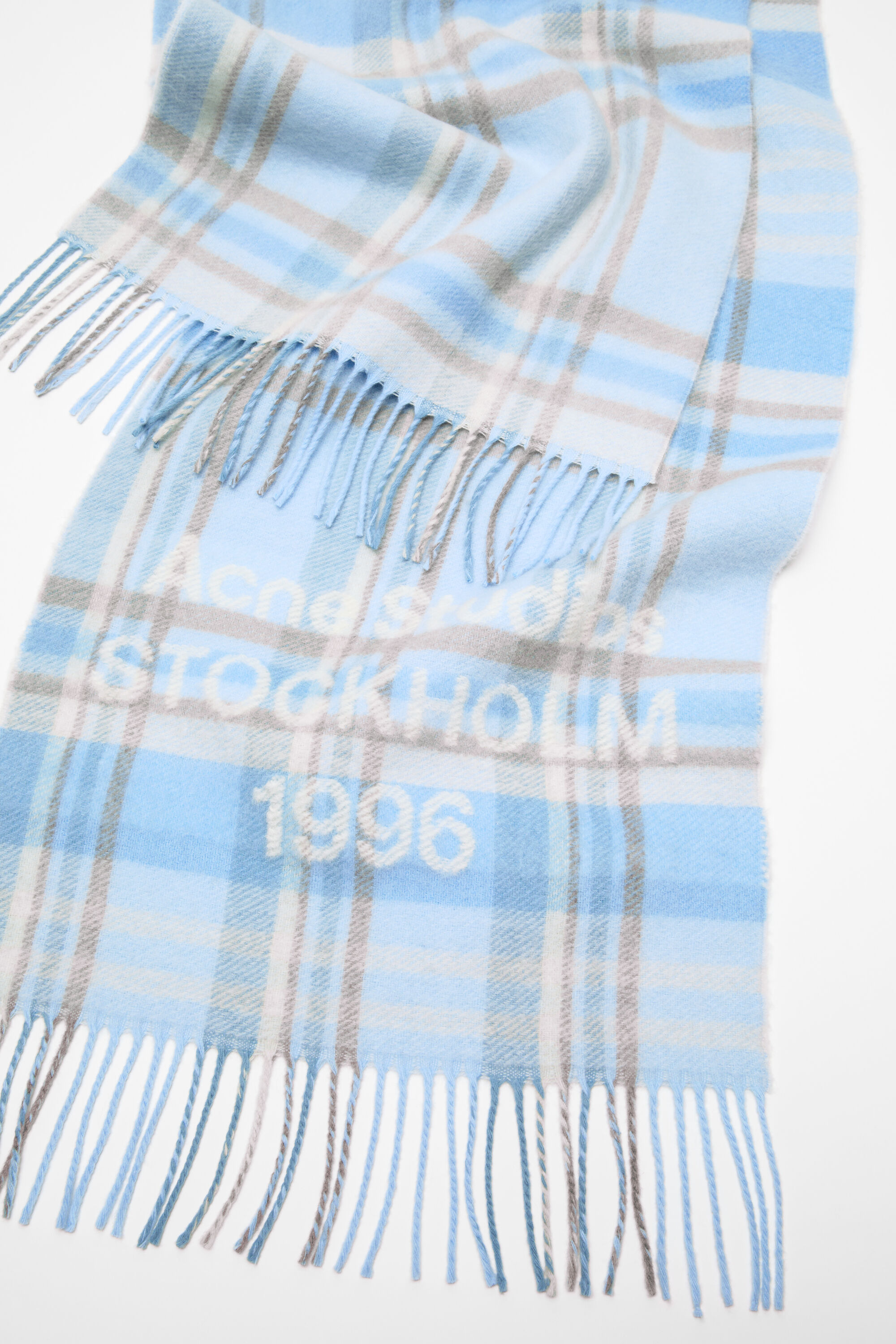 Check logo scarf - Wide - Aqua blue/beige - 4