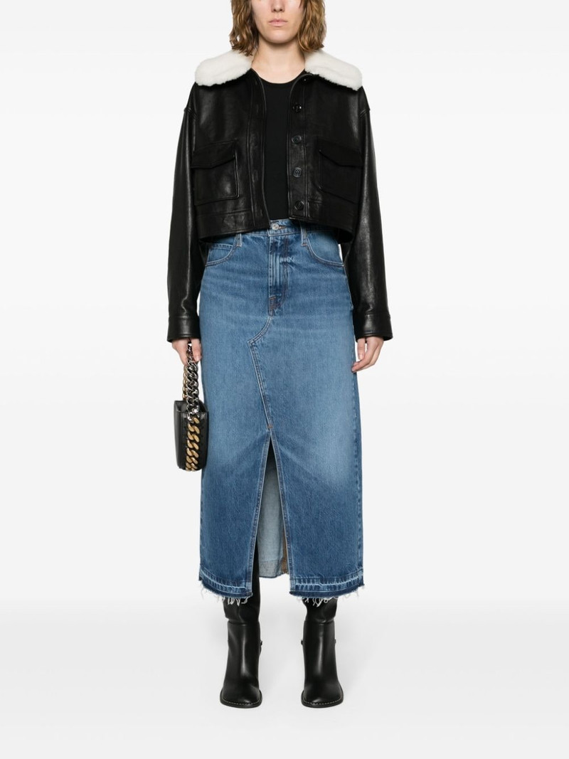 FRAME washed denim midi skirt outlook