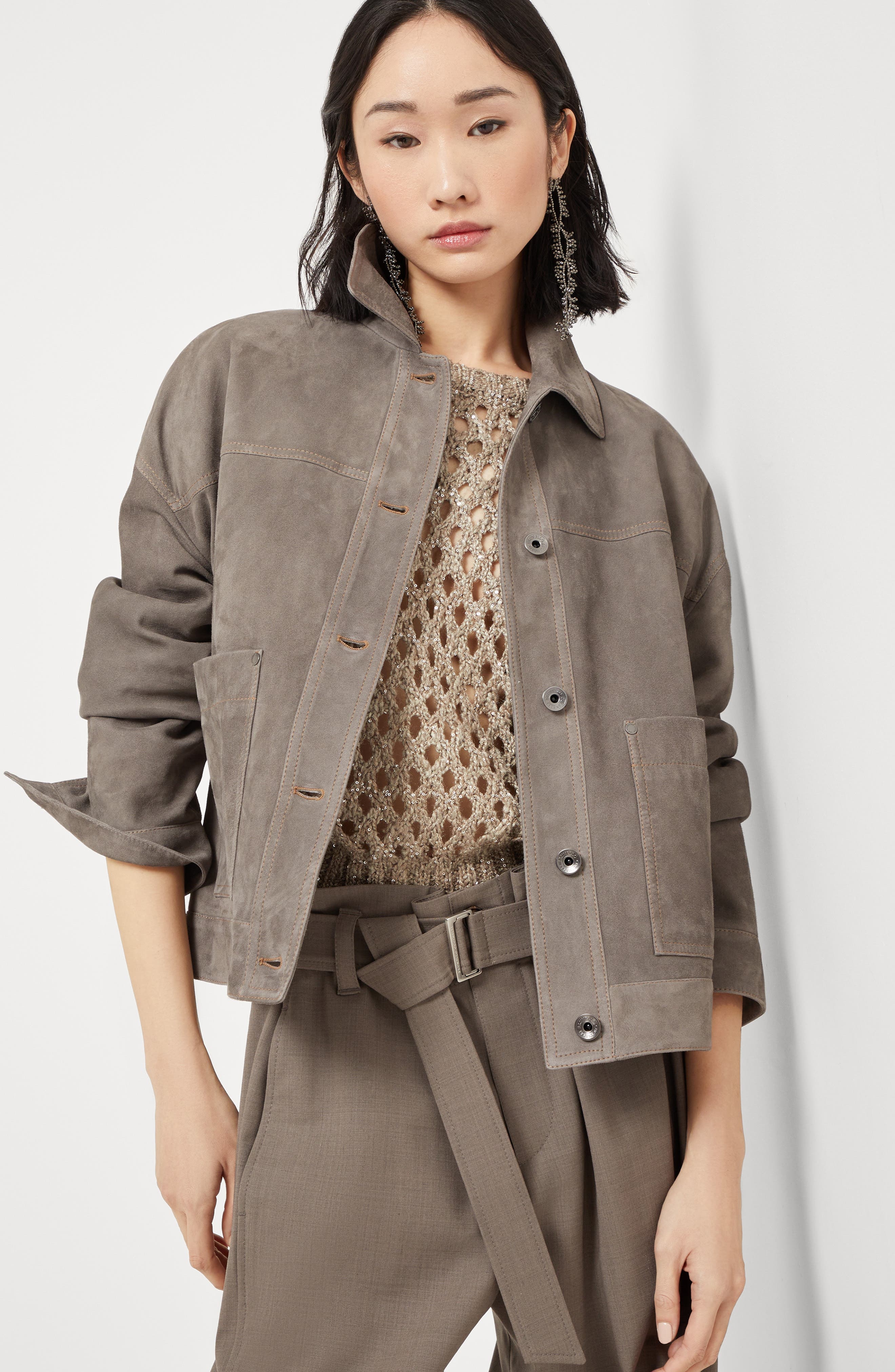 Brunello Cucinelli Couture suede jacket in Grey at Nordstrom - 5