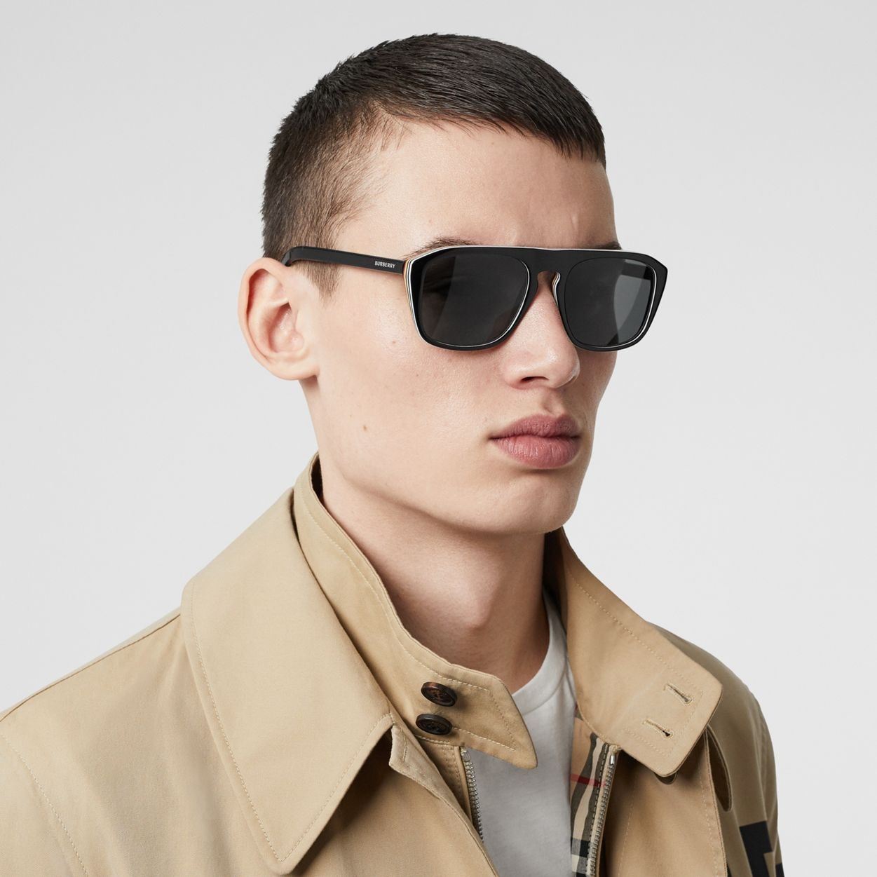 Icon Stripe Detail Square Frame Sunglasses - 3