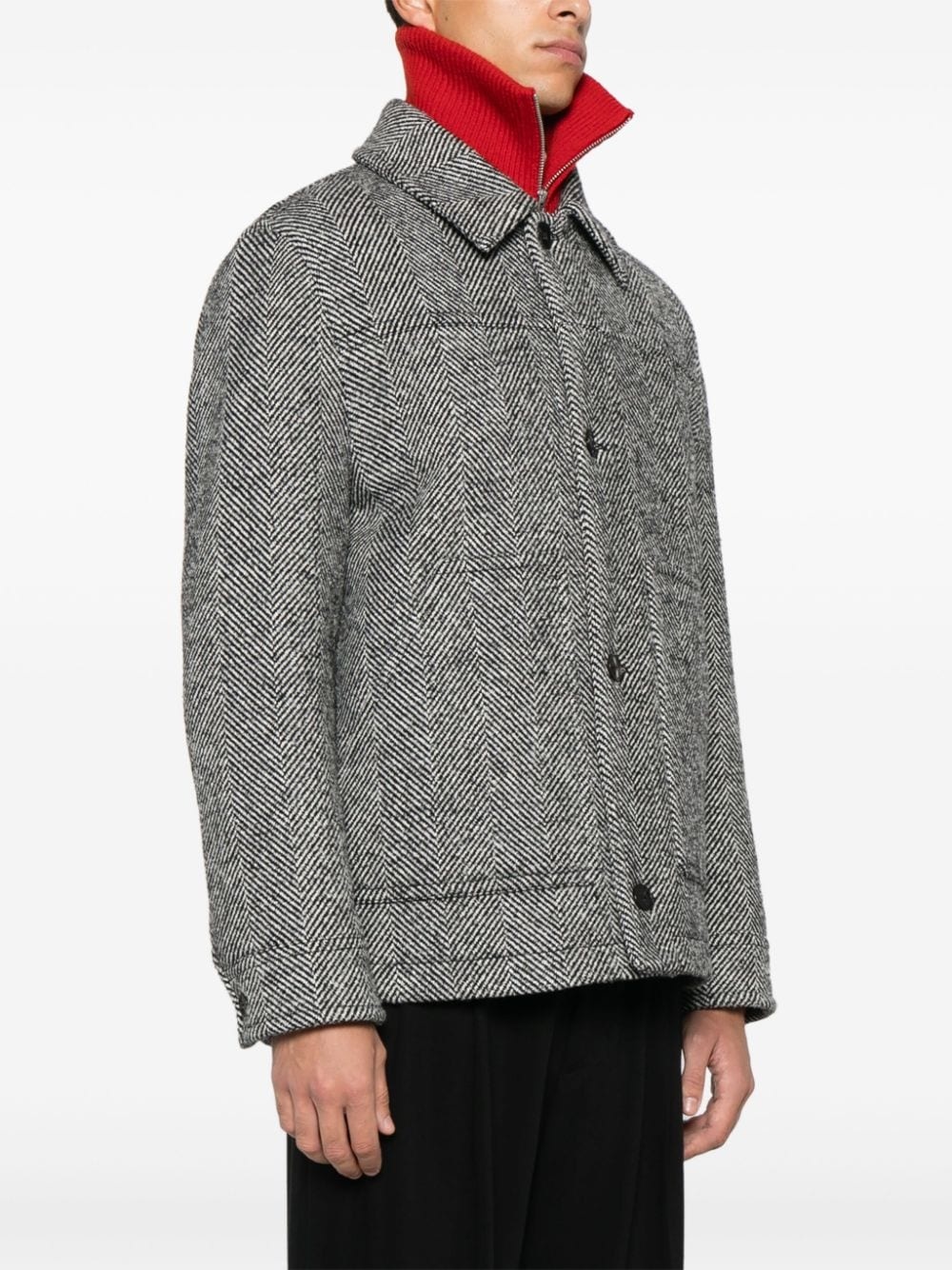herringbone-pattern jacket - 3