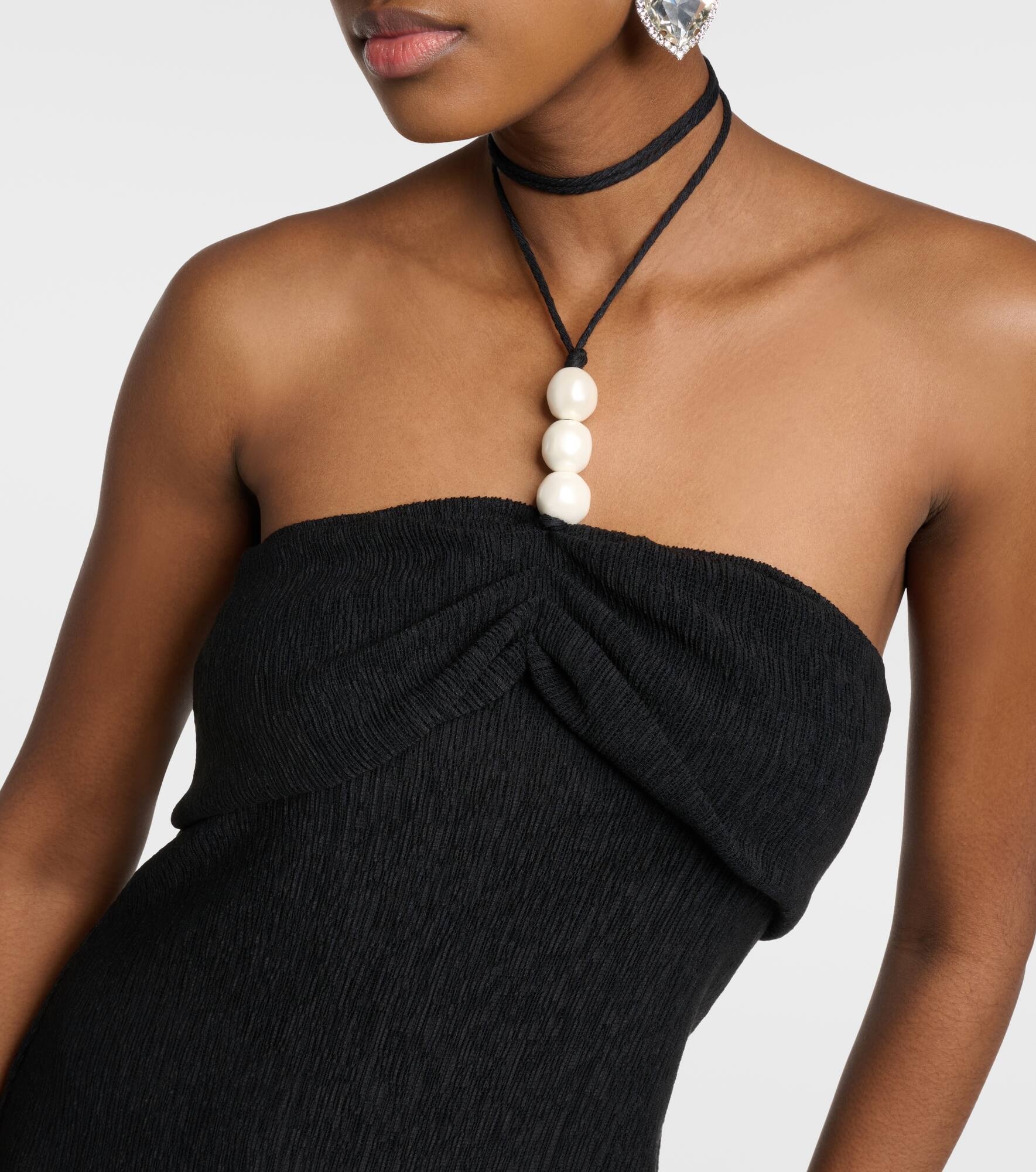 Pearl-detail halterneck midi dress - 4
