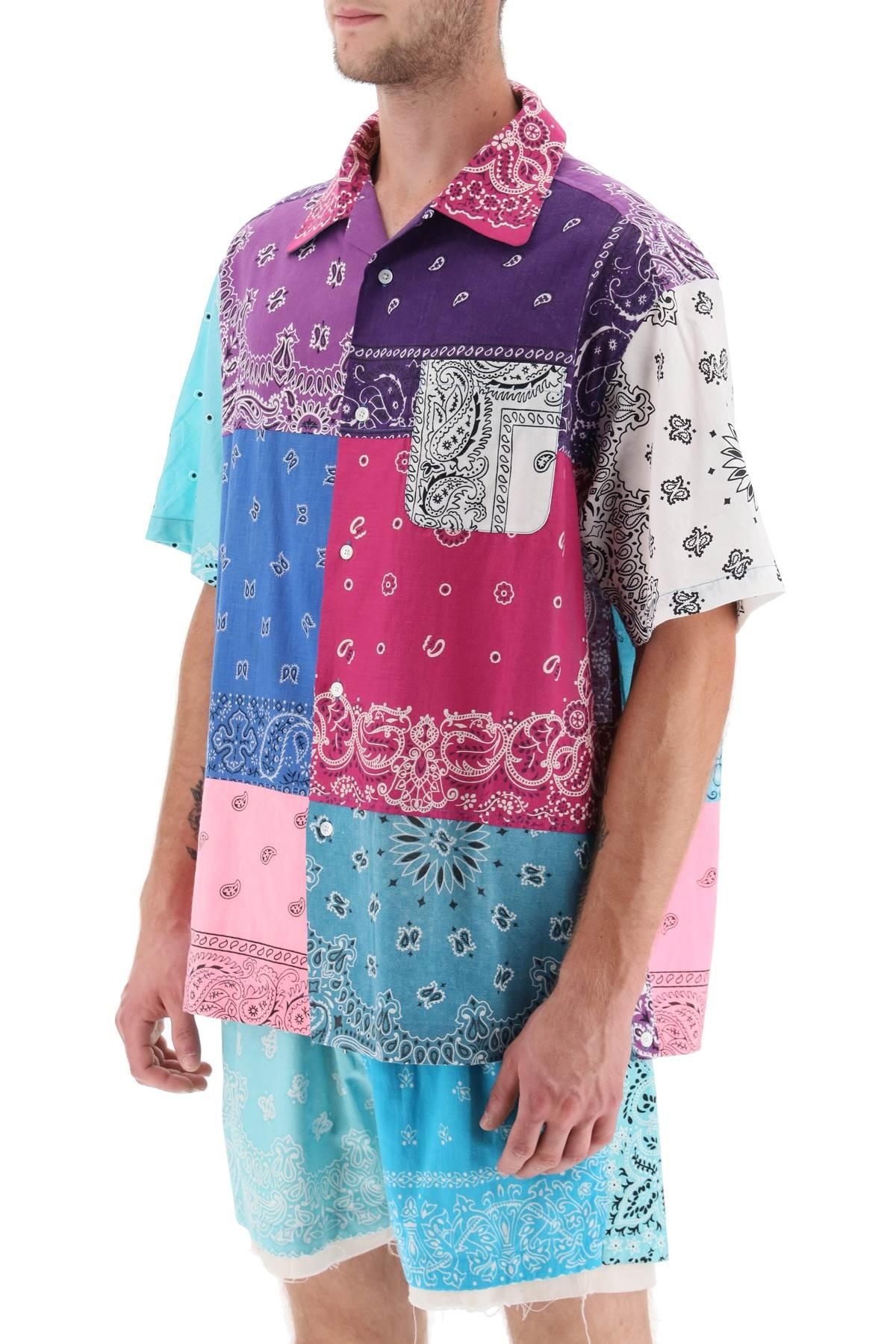 SHORT-SLEEVED PATCHWORK SHIRT WITH BANDANA PRINTS - 5