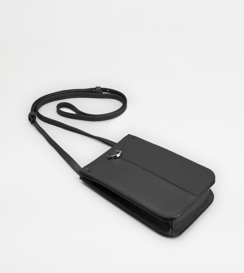 PHONE HOLDER IN LEATHER MEDIUM - BLACK 3