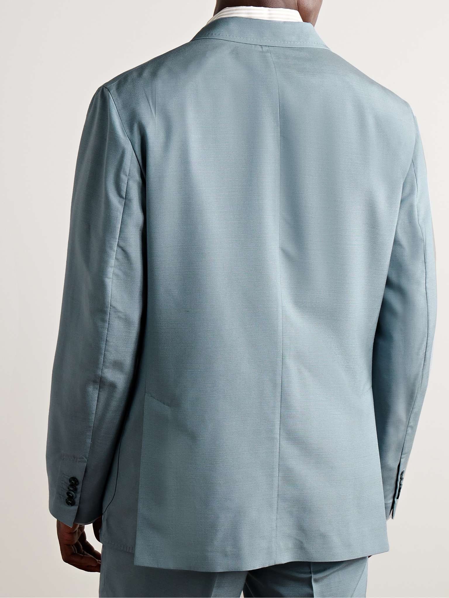 Unstructured Double-Breasted Silk Suit Jacket - 4