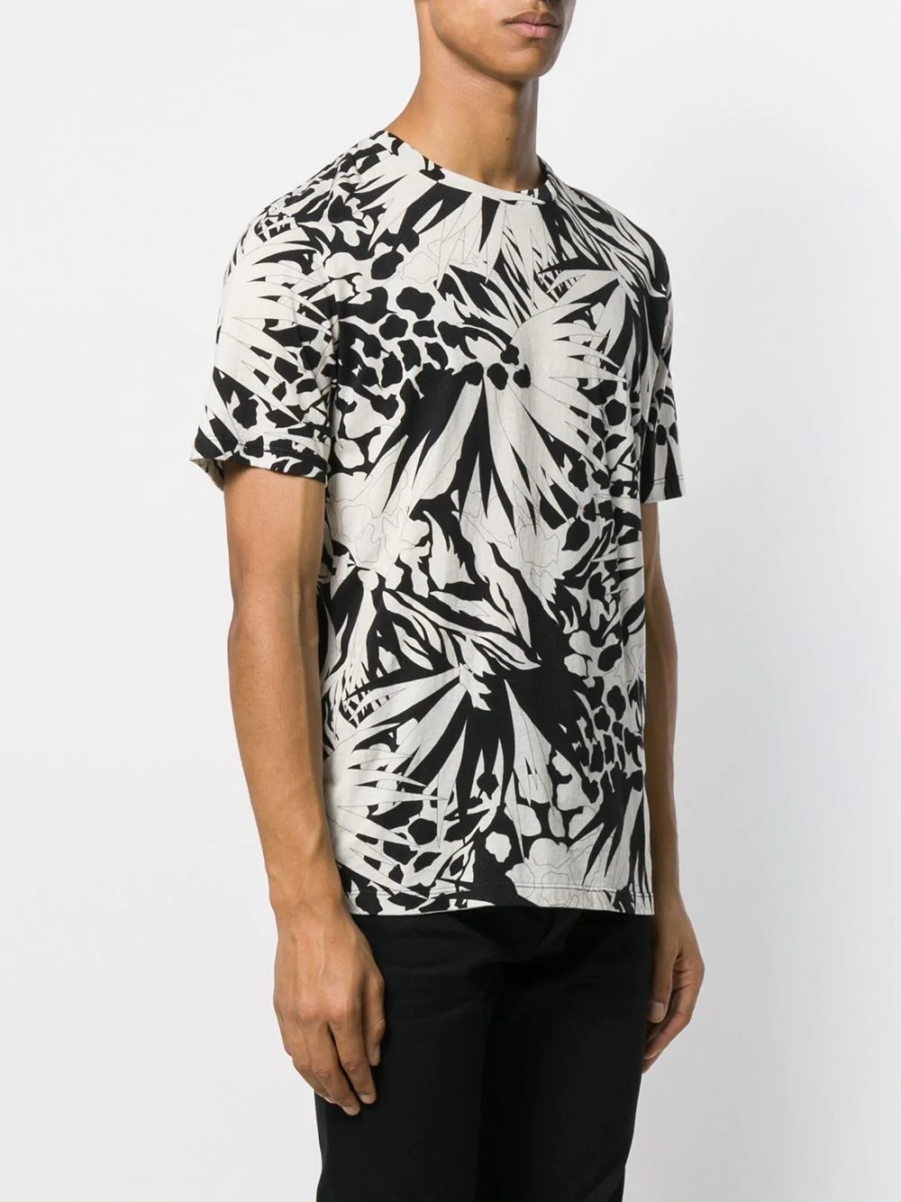 abstract print crew neck T-shirt - 3