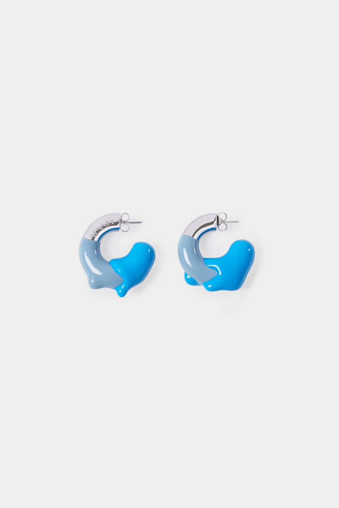 SAGE BLUE & BLUE RUBBERIZED SILVER SMALL EARRINGS - 1