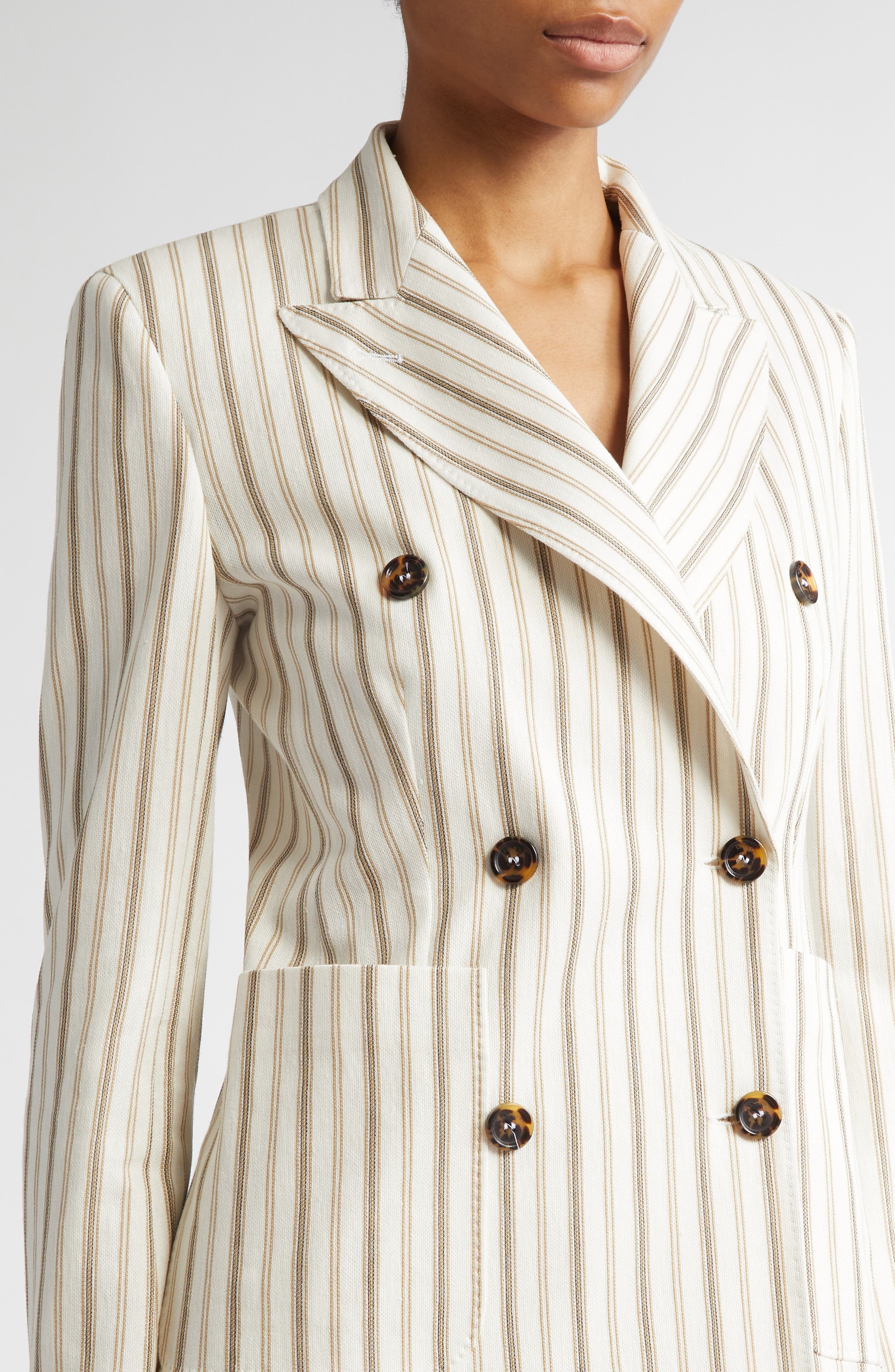 Max Mara Pensile Stripe Double Breasted Jersey Jacket in Sand at Nordstrom - 5