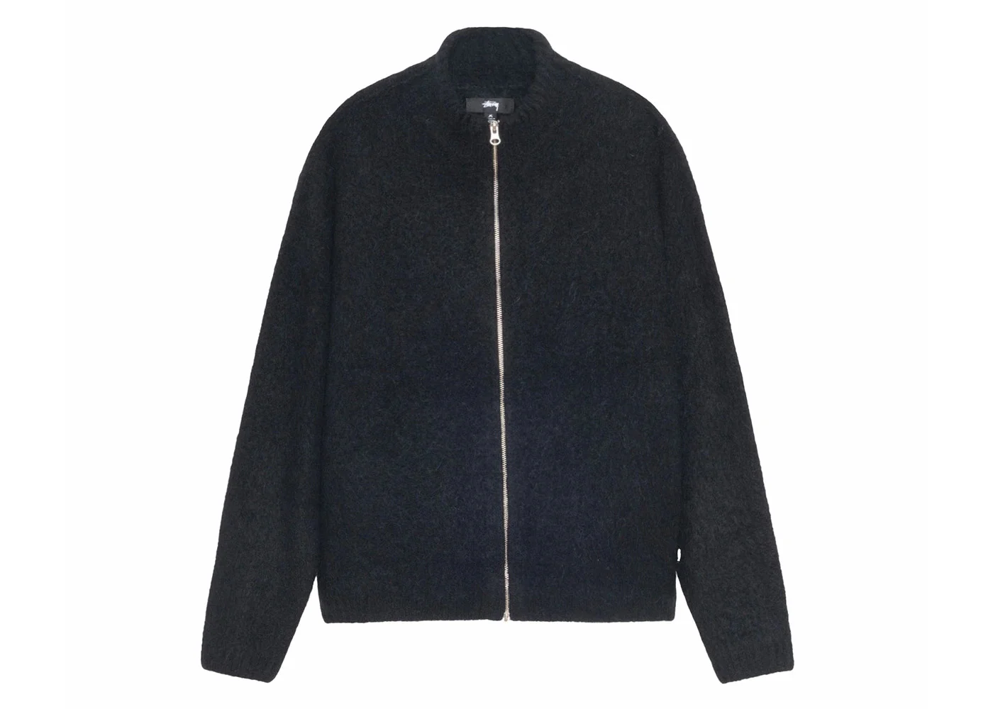 Stussy Full Zip Brushed Merino Sweater Black - 1