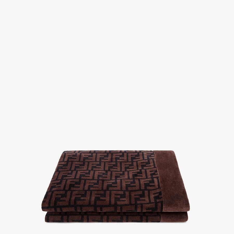 Brown cotton beach towel - 1