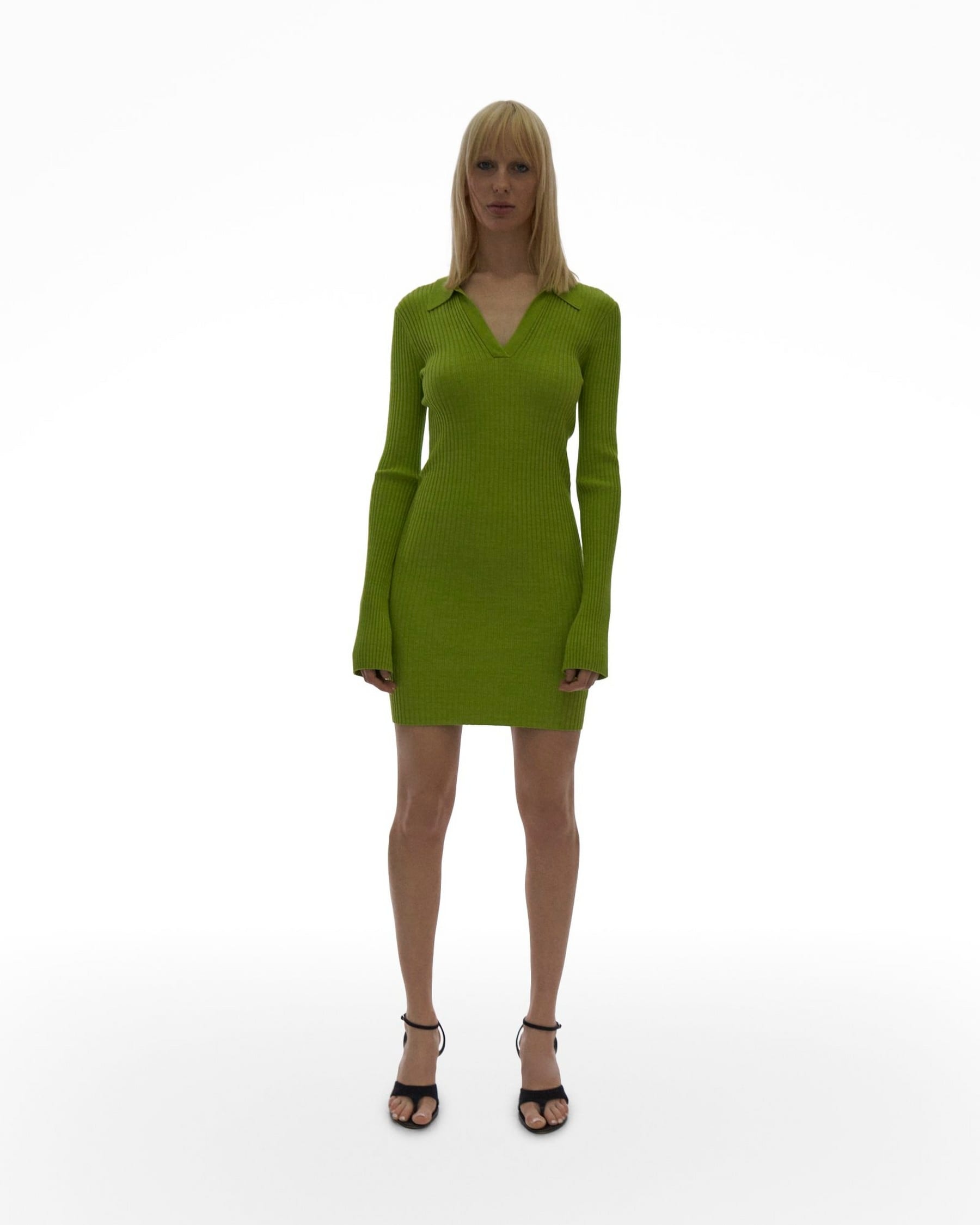 MARL KNIT POLO DRESS - 3