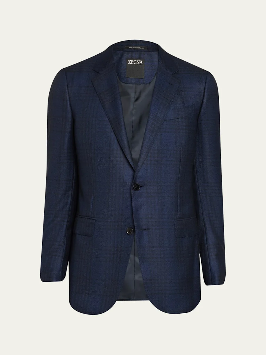 Men's Cashmere and Silk Check Single-Breasted Sport Coat - 1
