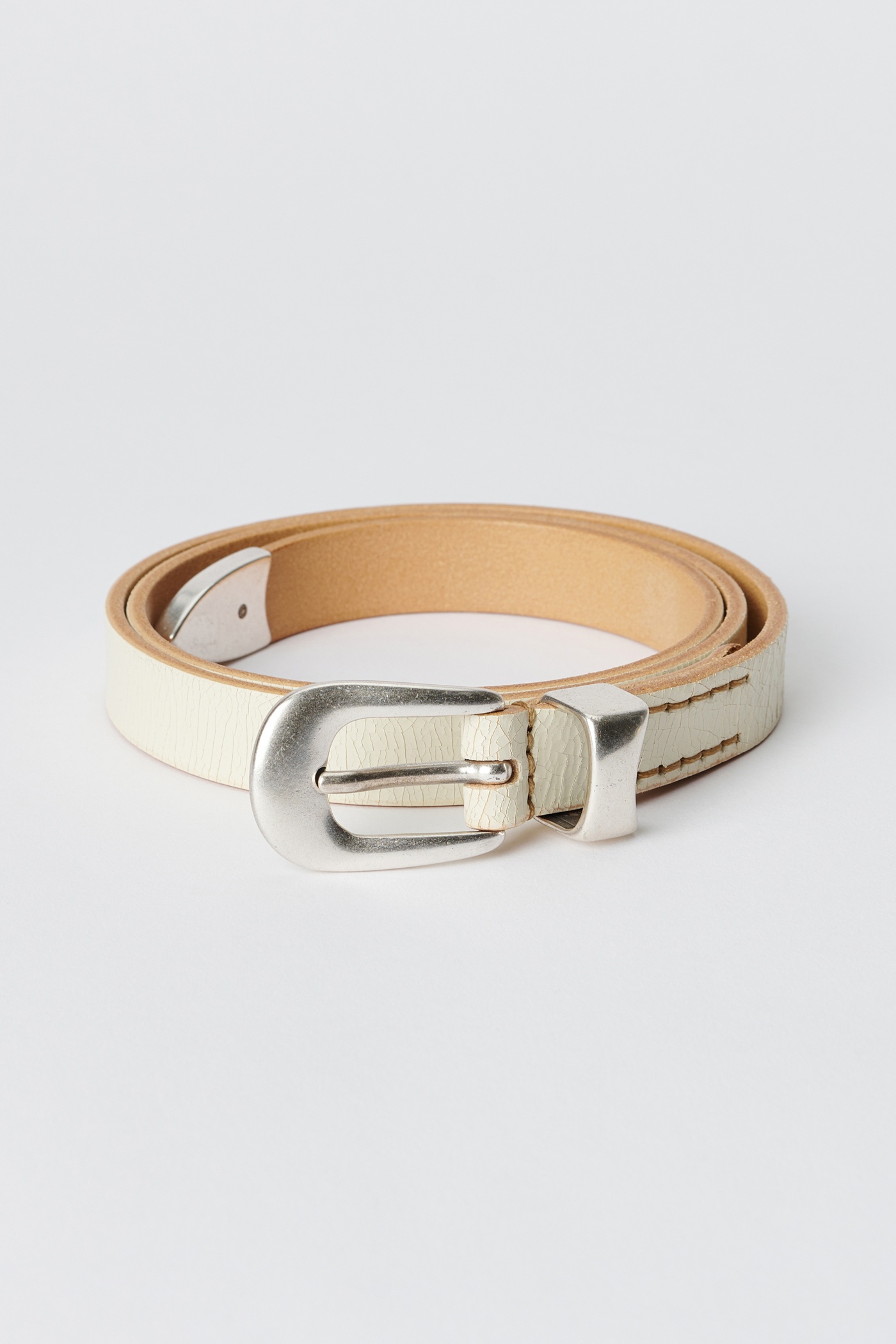 Our Legacy Belt 2 cm Off White Cracked Leather | REVERSIBLE