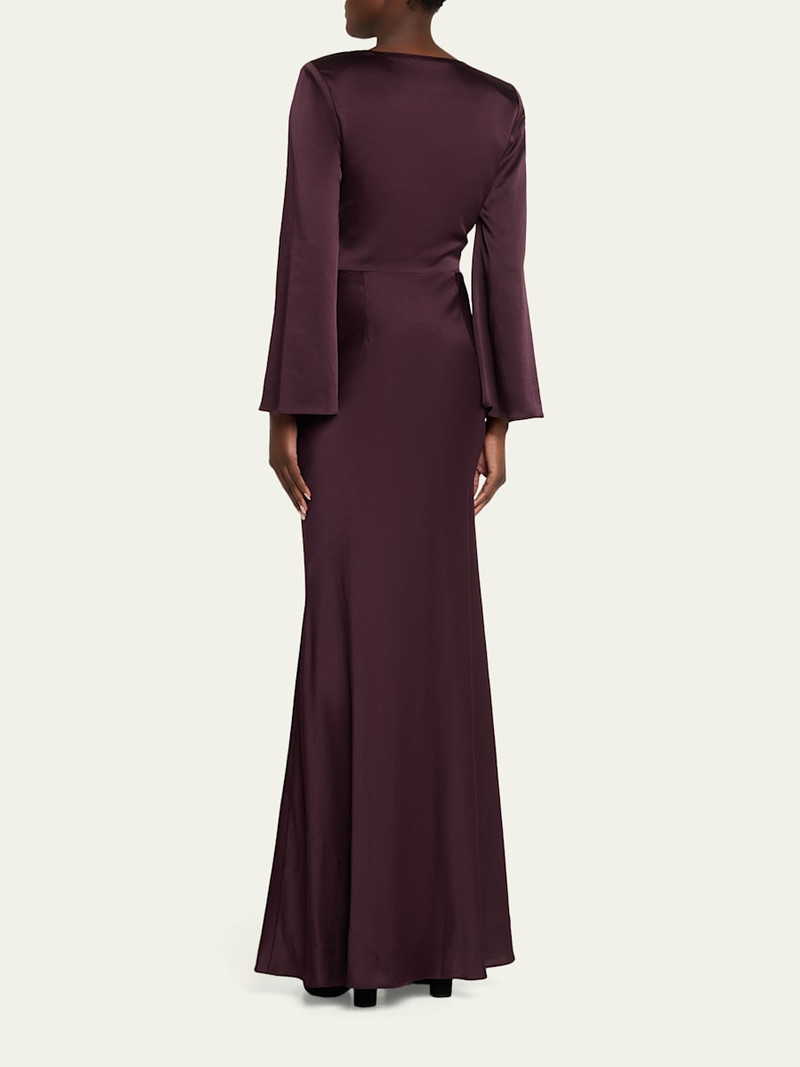 L'AGENCE Manon Surplice Satin Maxi Dress outlook