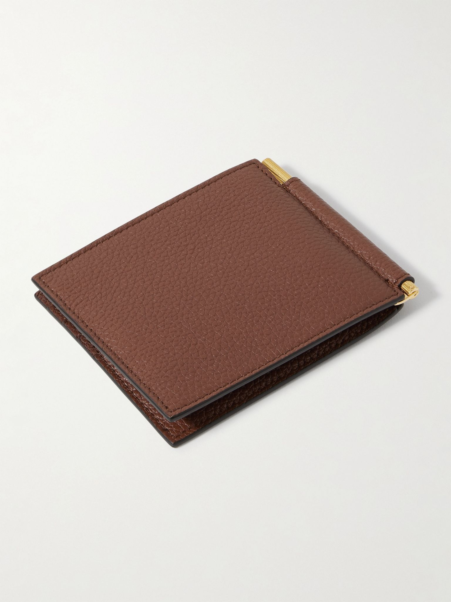 Full-Grain Leather Billfold Wallet with Money Clip Brown - 2