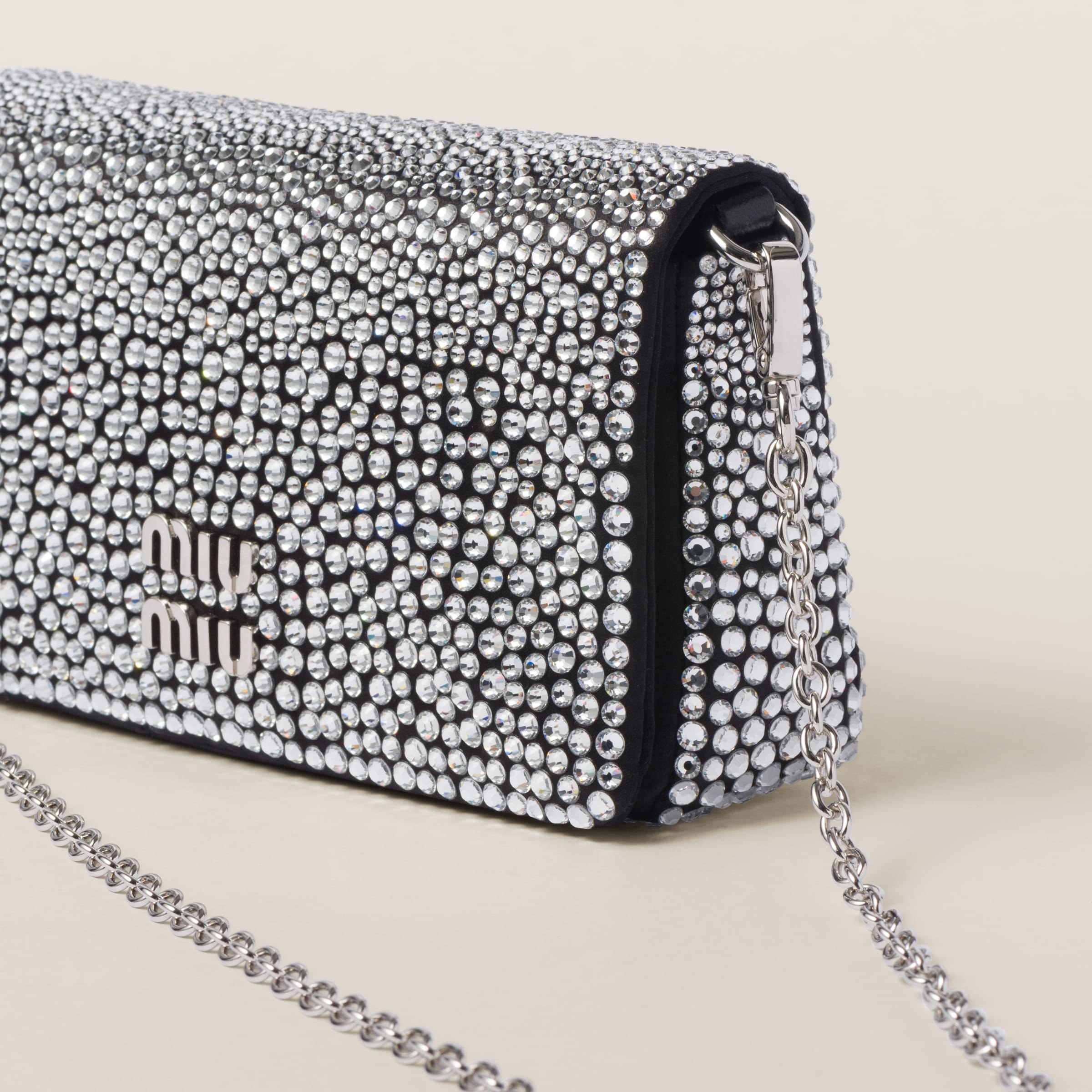 Satin mini-bag with synthetic crystals - 4
