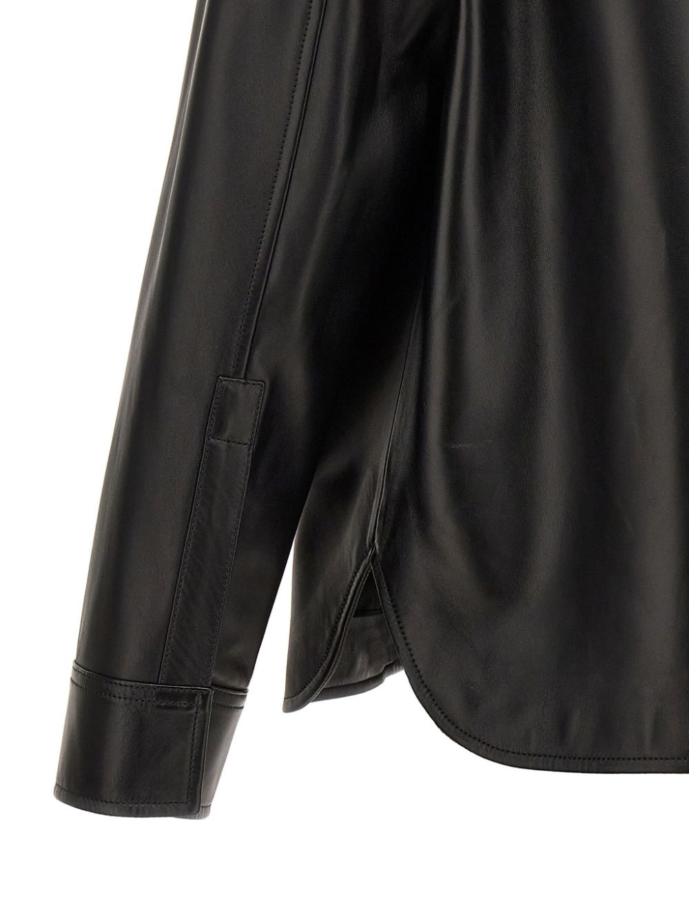 Long-sleeve Leather Overshirt - 4