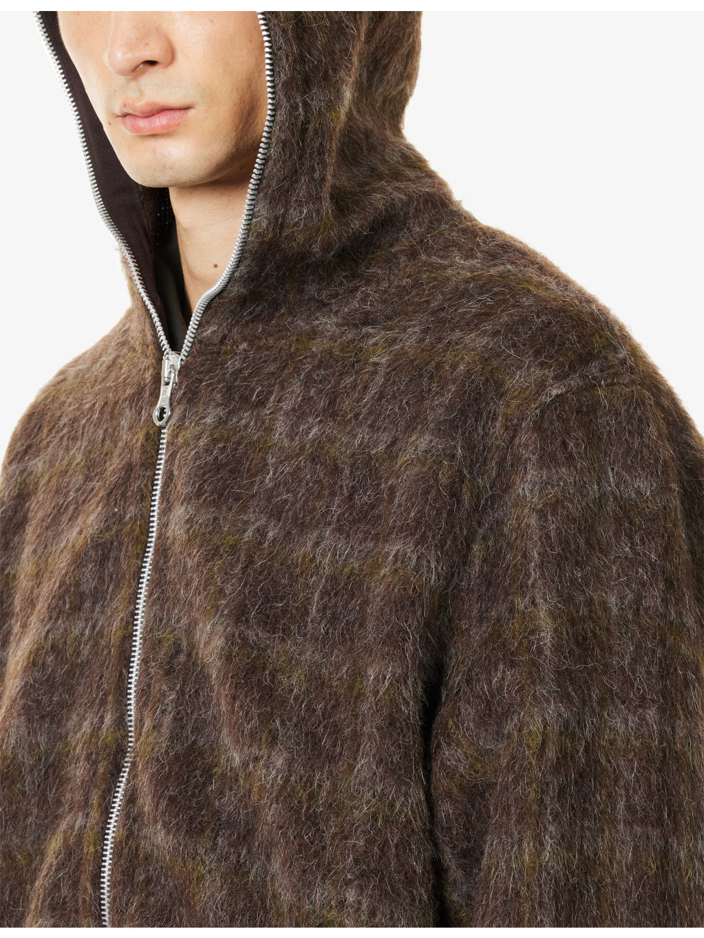 Hooded Check-Print Knitted Hoody - 5