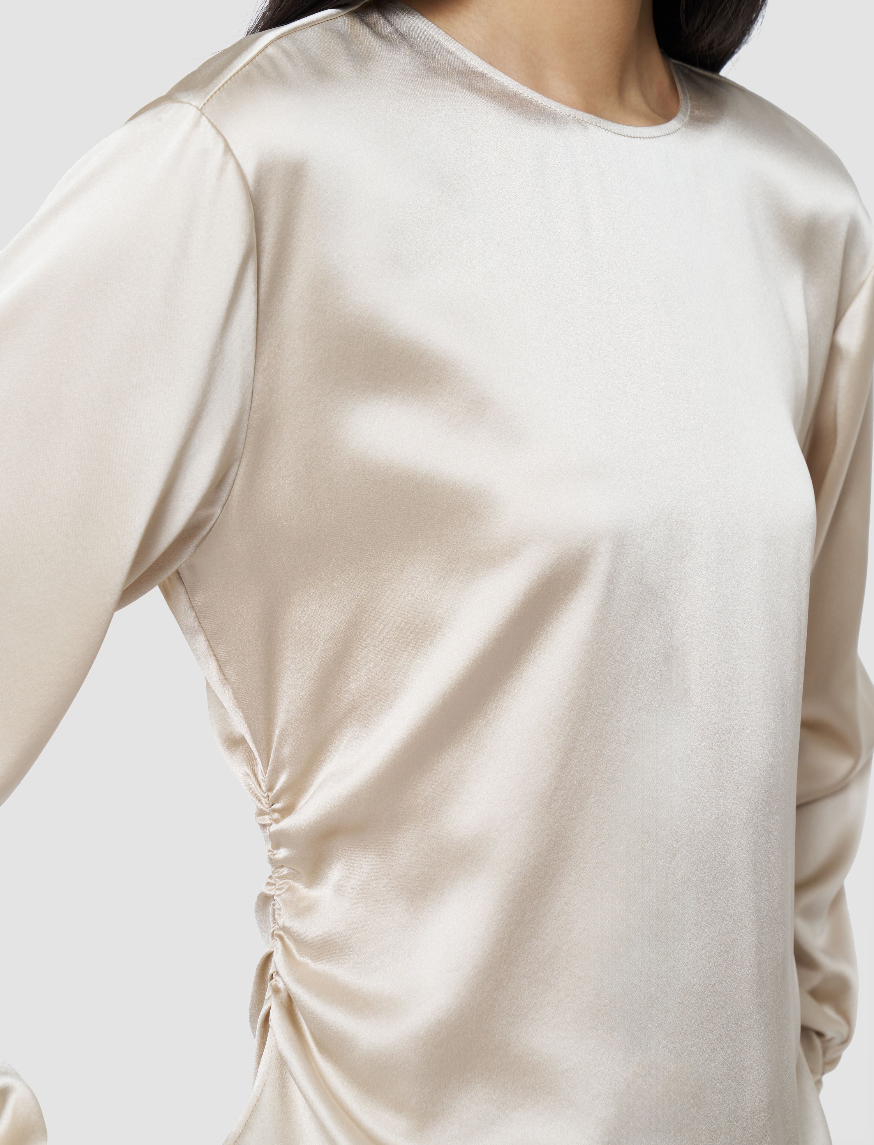 Anna Ruched Silk Satin Blouse - 5