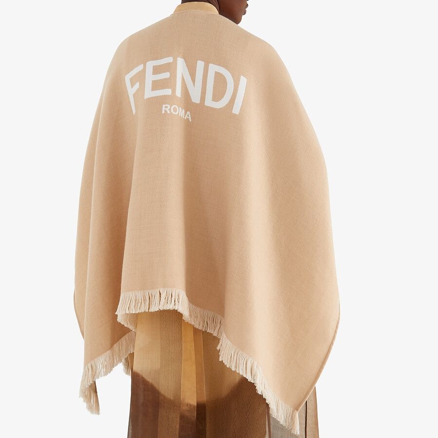 Beige wool poncho - 4