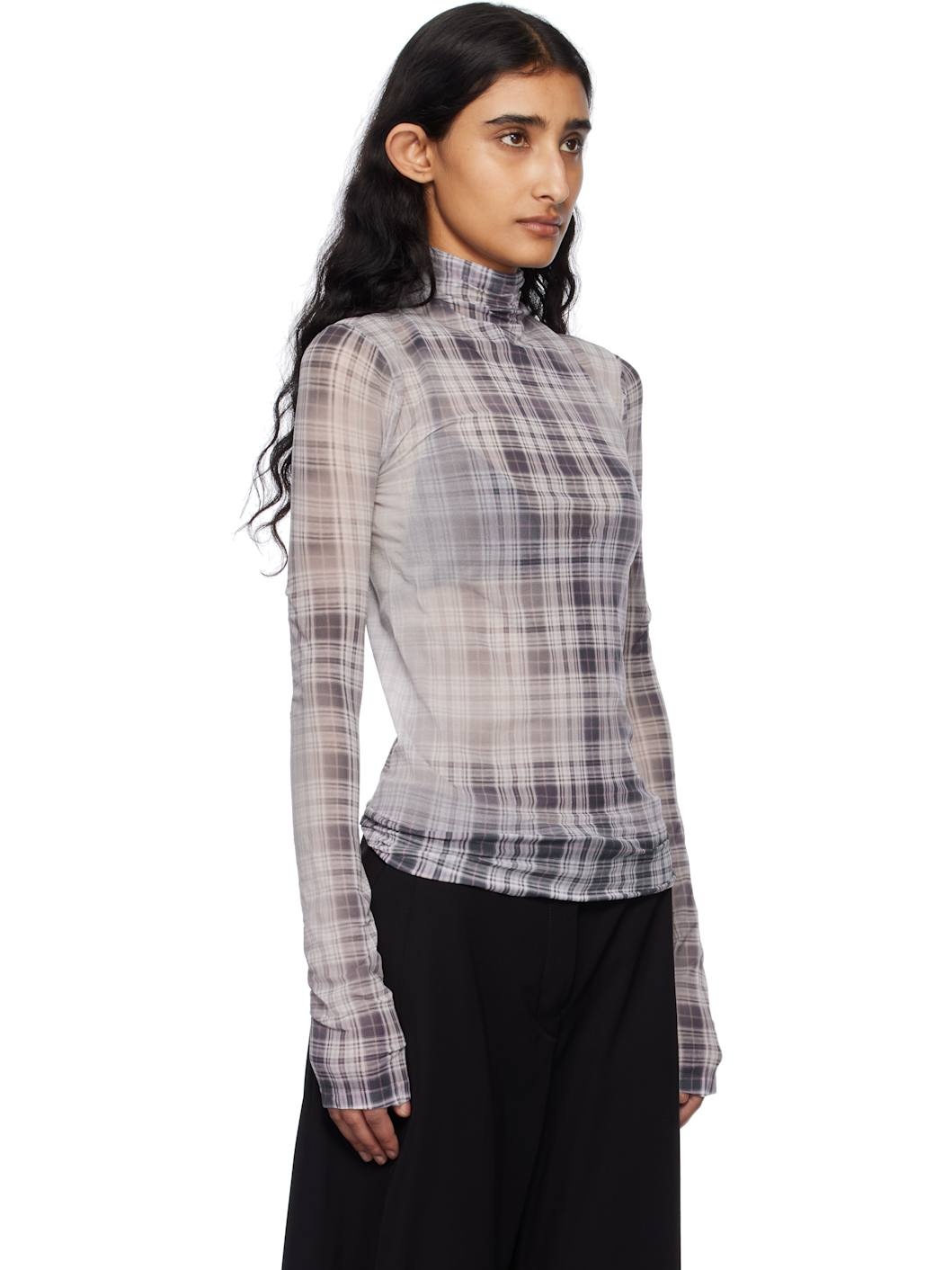 White & Gray Seamless Turtleneck - 2