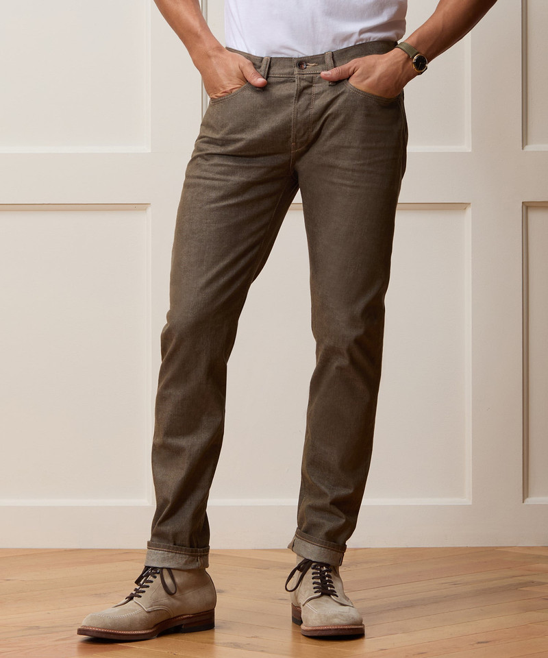 TODD SNYDER Slim Lightweight Japanese Selvedge Jean in Whiskey outlook