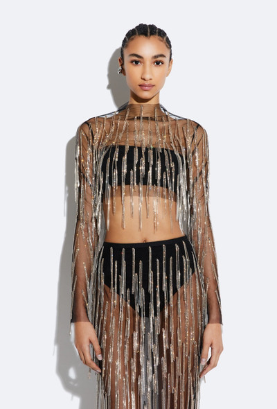 LAPOINTE Mesh Diamond Fringe Cropped Top outlook