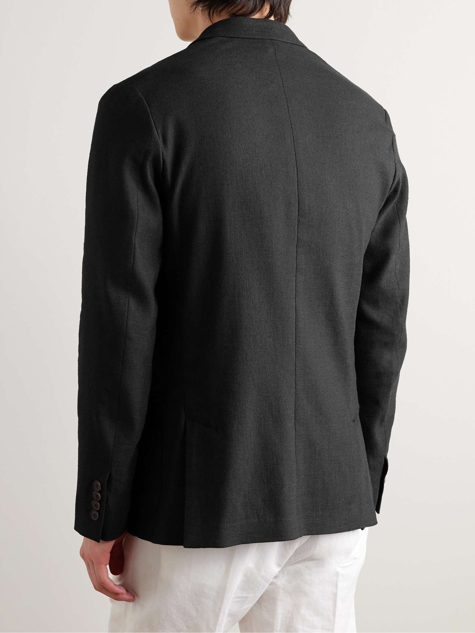Double-Breasted Linen-Blend Blazer - 4