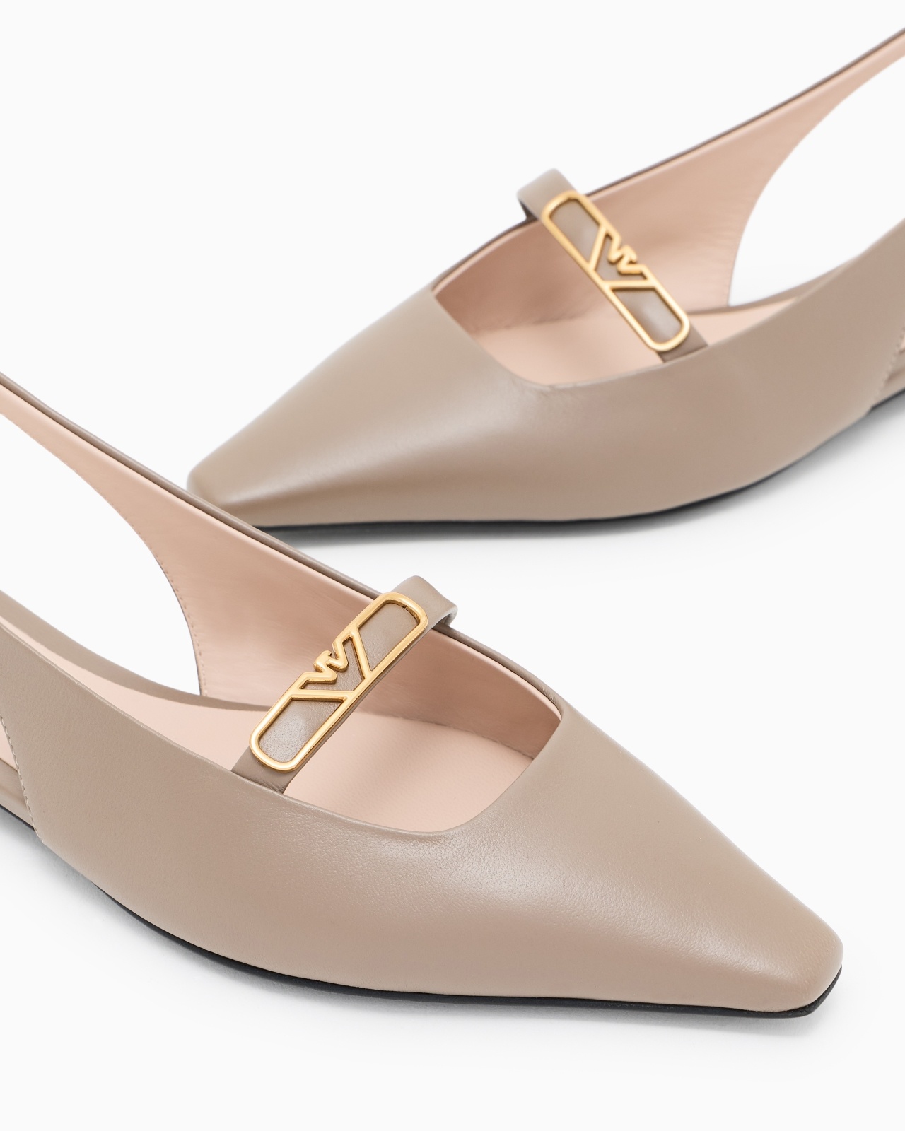NAPPA-LEATHER SLINGBACK BALLERINAS WITH EAGLE PLATE - 5