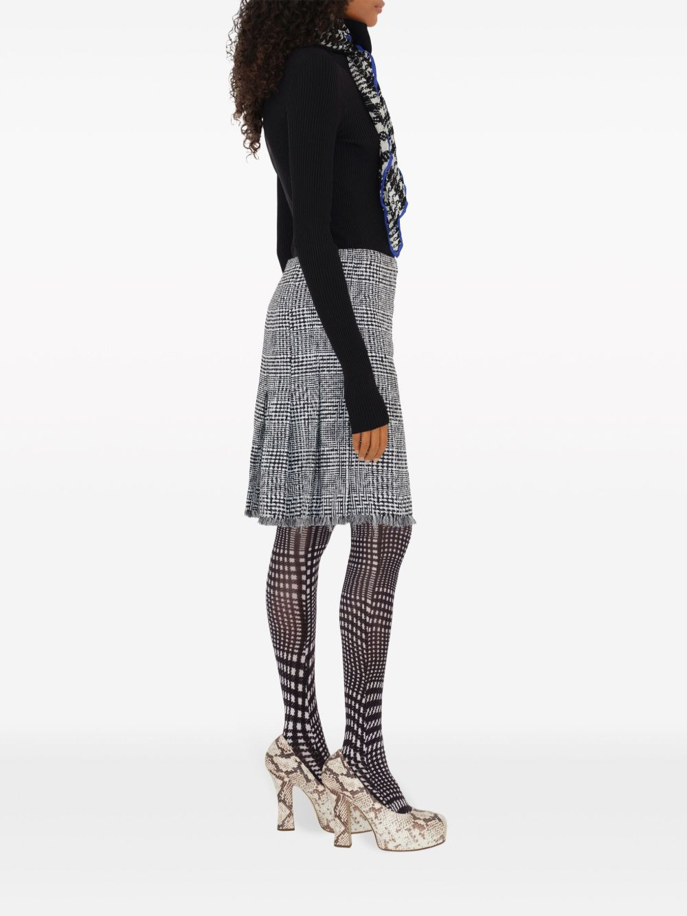 plaid-check fringed miniskirt - 3