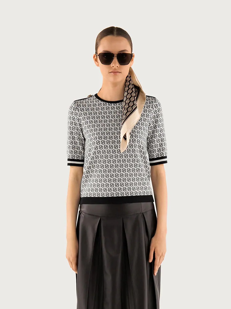GANCIO S SHORT SLEEVED KNITTED TOP - 1