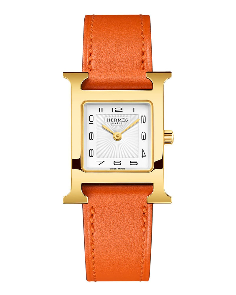 Heure H Watch, Gold Plate & Leather Strap 1