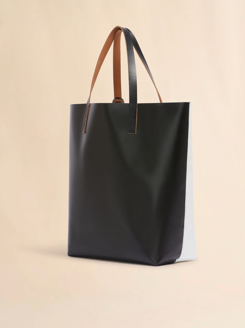 WHITE AND BLACK TRIBECA TOTE WITH NAKED FIGURE PRINT 3