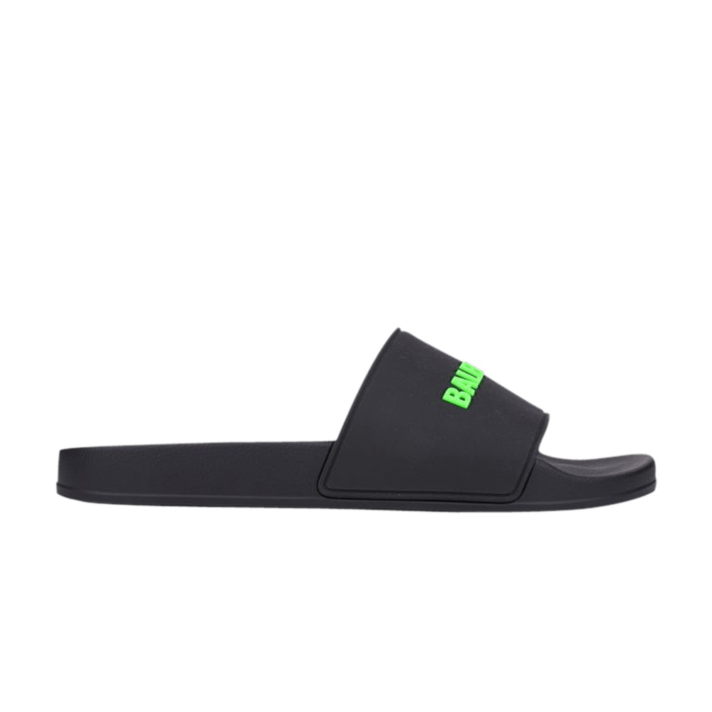 Balenciaga Rubber Slides 'Black Fluo Green' - 1