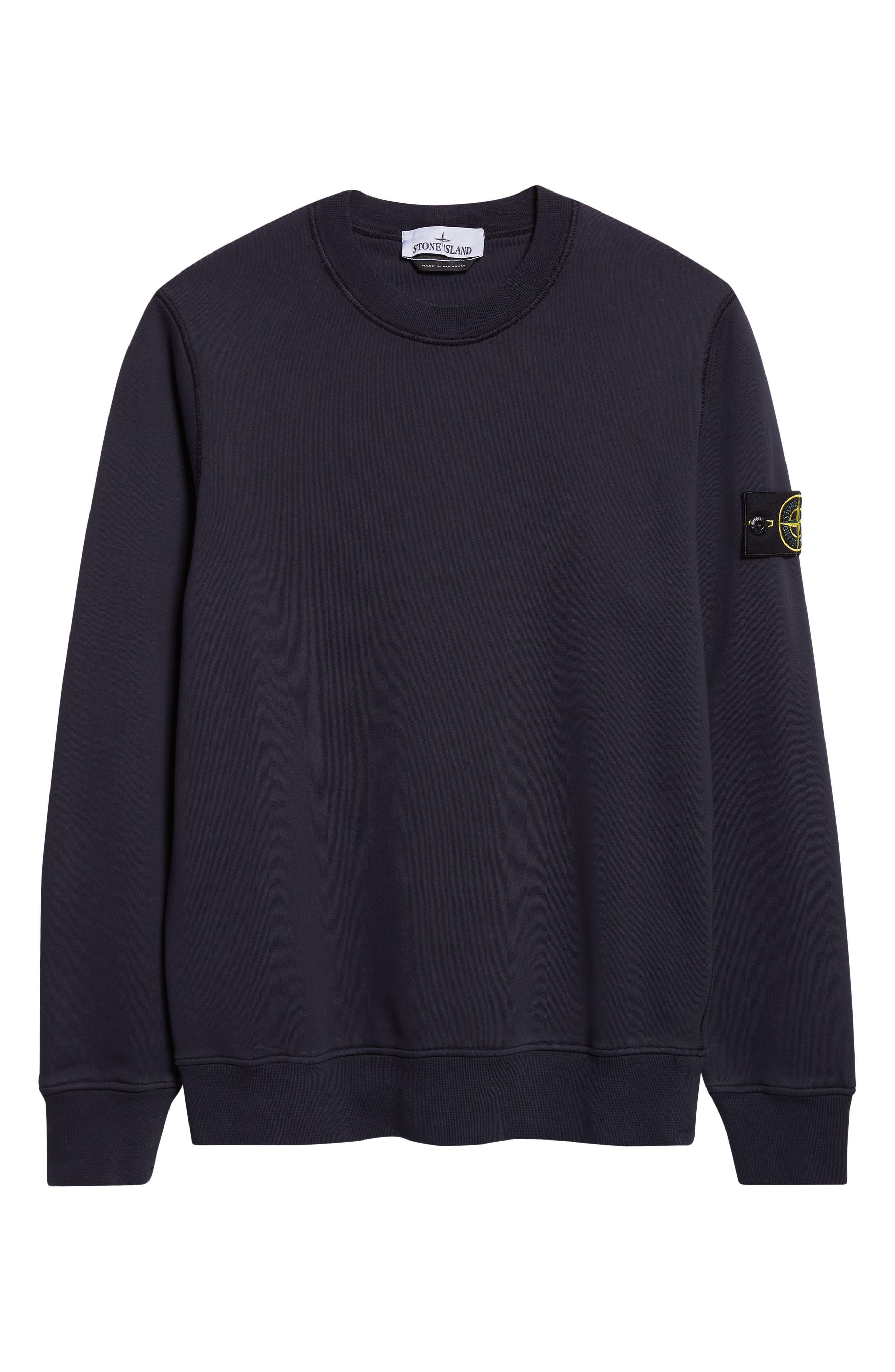 Stone Island Compass Logo Patch Cotton Crewneck Sweatshirt in V0020 Navy Blue at Nordstrom - 5