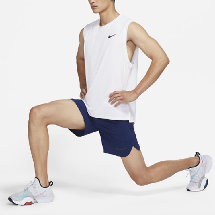 Men's Nike Solid Color Logo Quick Dry Breathable Sports Training Vest White CZ1185-100 - 3