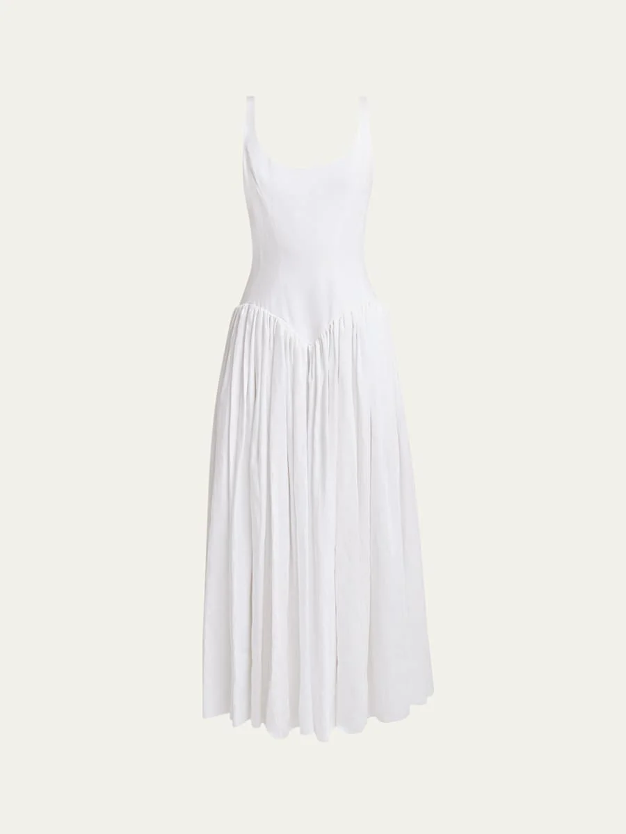 Naia Sleeveless Linen Basque-Waist Maxi Dress - 1