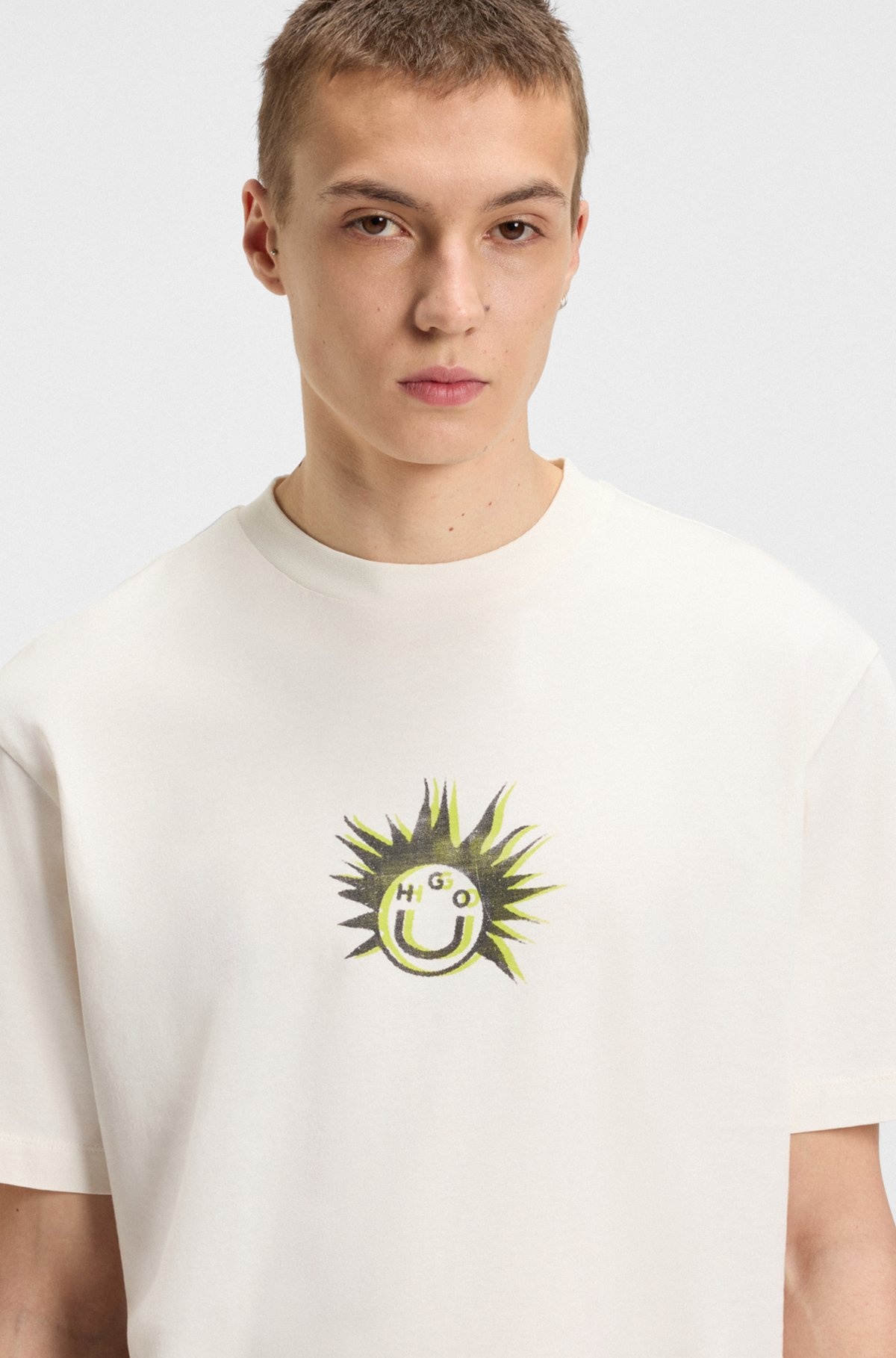 COTTON-JERSEY T-SHIRT WITH HAPPY HUGO ARTWORK - 3