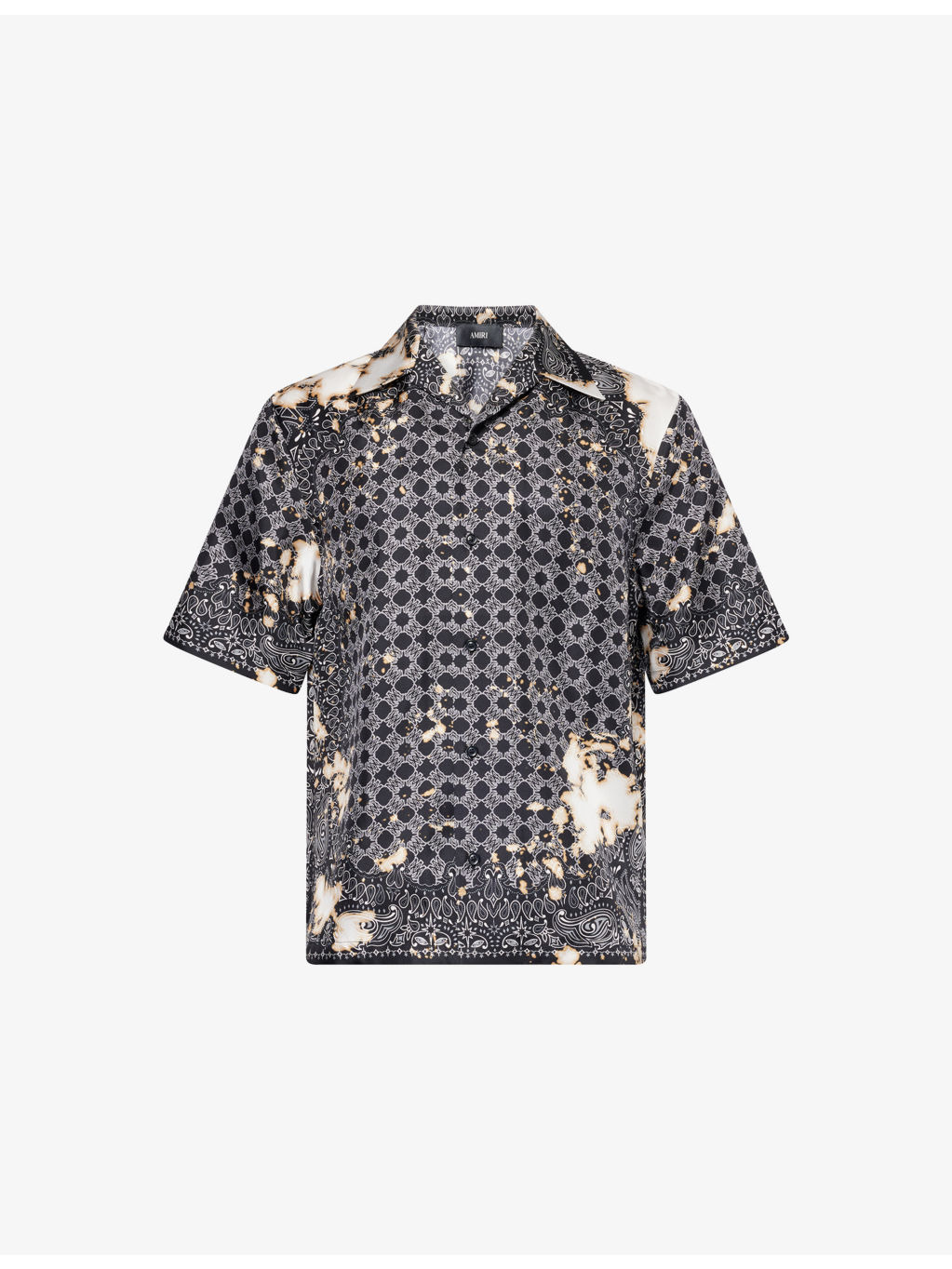Graphic-Print Bleached Silk Bowling Shirt - 1