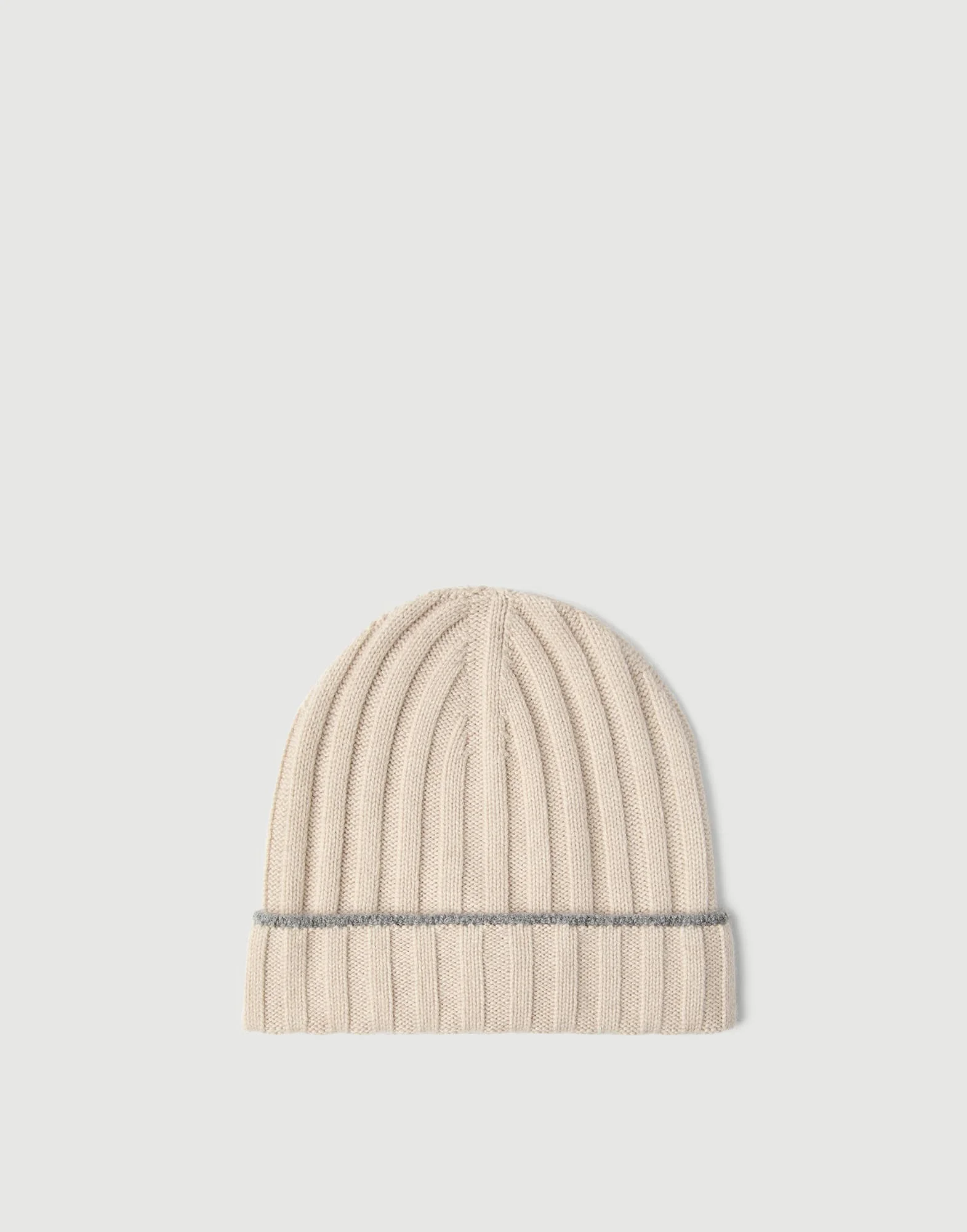 Cashmere rib knit beanie - 1