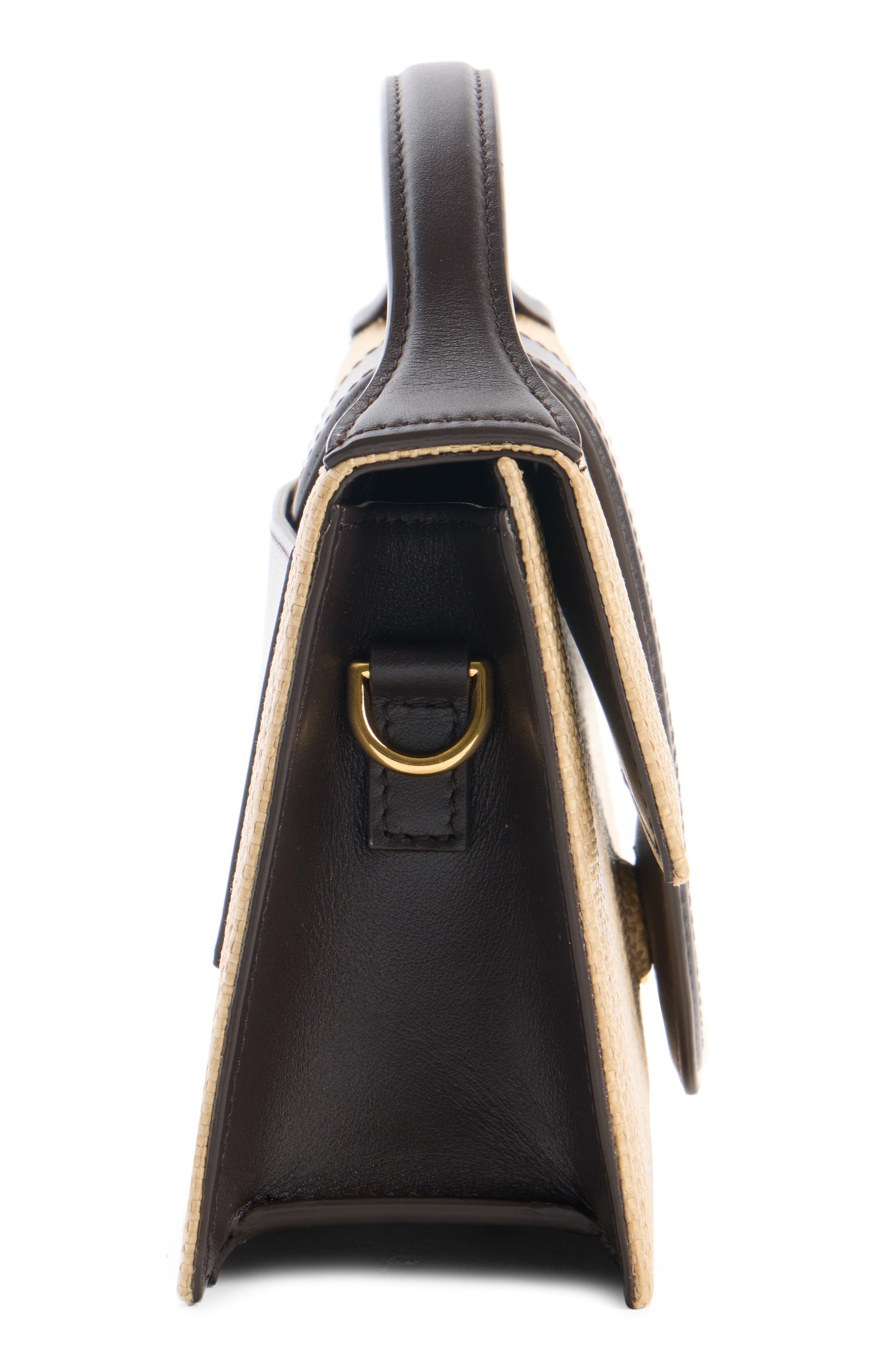 Jacquemus Le Grand Bambino Woven Straw Top Handle Bag in Natural /Dark Brown 1Ff at Nordstrom - 4