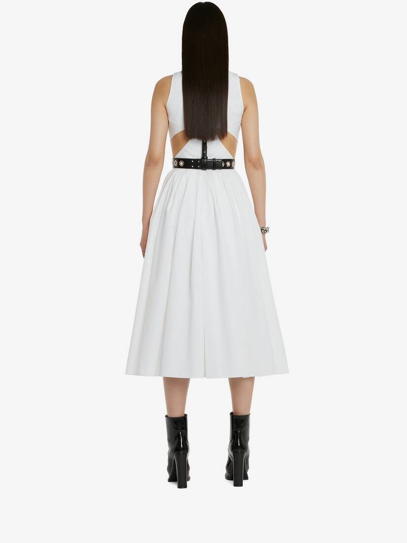 Women's Slashed Sleeveless Dress in Optical White - 4